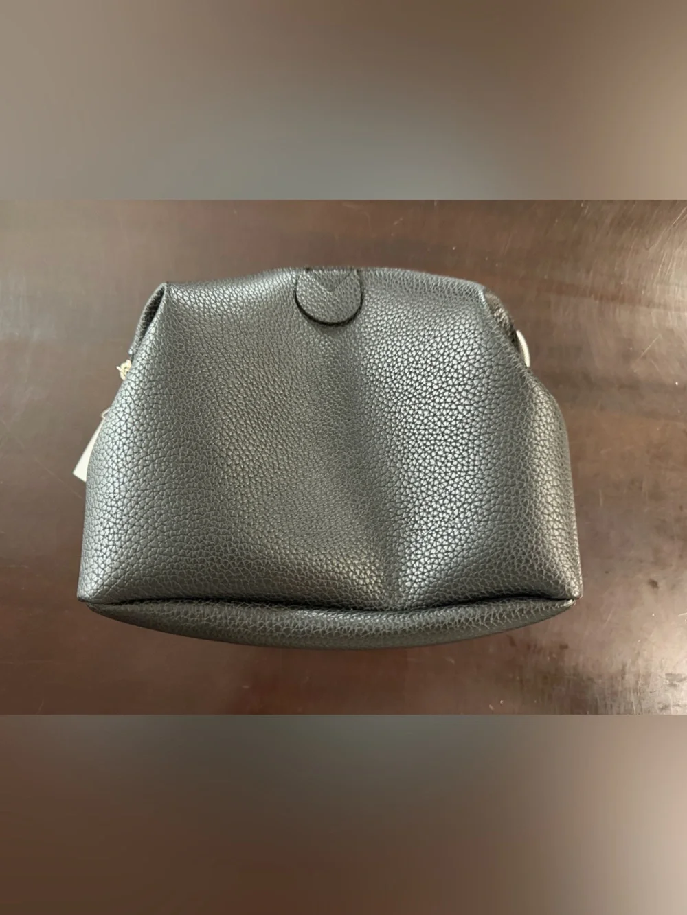 Classic Black Women's Pebbled faux leather cosmetic bag
